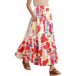 Women's Flowy Boho A-Line Pleated Maxi Skirt 03